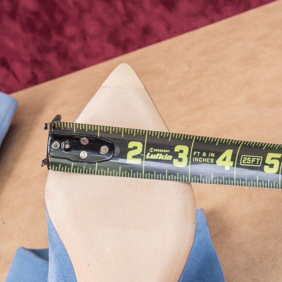 Stuart Weitzman Women Xcurve 85 Blue Suede Pointy Slouch Fashion Boots sz 8.5 - Picture 6 of 10